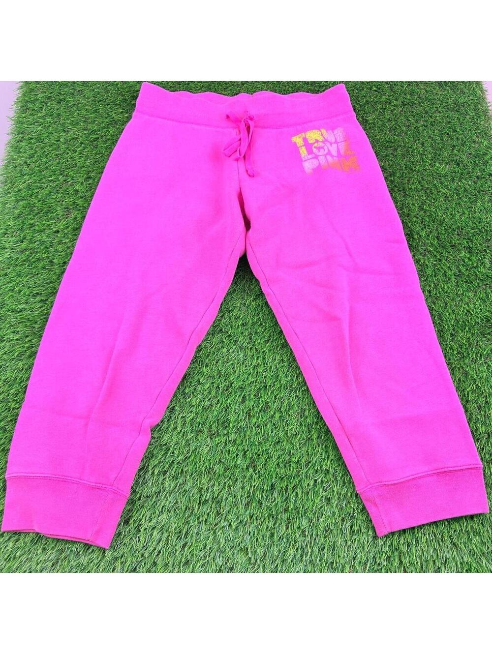 Y2K Victoria’s Secret PINK Logo Cropped Sweatpants Hot Pink Size S
